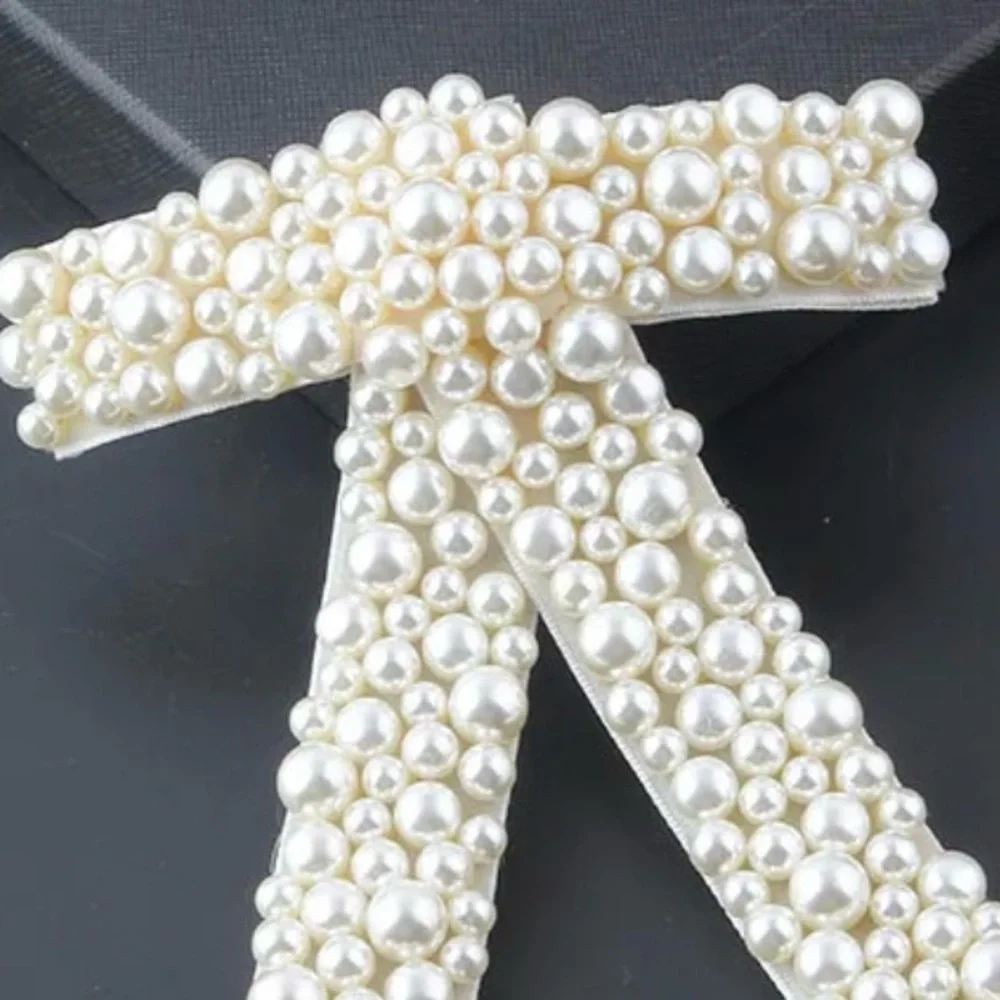 ✨FAUX PEARL‎ BEADED BOW HAIR CLIPS GORGEOUS CLIP ACCESSORIES-NEW-CREAMY WHITE